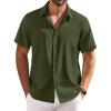 imageCOOFANDY Shirts for Men Short Sleeve Button Down Shirt Casual Summer Beach ShirtsArmy Green