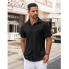imageCOOFANDY Mens Casual Button Down Shirt Untucked Short Sleeve Strech Wrinkle Free Dress ShirtsBlack