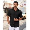 imageCOOFANDY Mens Casual Button Down Shirt Untucked Short Sleeve Strech Wrinkle Free Dress ShirtsBlack