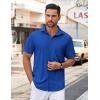 imageCOOFANDY Mens Casual Button Down Shirt Untucked Short Sleeve Strech Wrinkle Free Dress ShirtsBlue