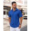 imageCOOFANDY Mens Casual Button Down Shirt Untucked Short Sleeve Strech Wrinkle Free Dress ShirtsBlue