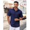 imageCOOFANDY Mens Casual Button Down Shirt Untucked Short Sleeve Strech Wrinkle Free Dress ShirtsDeep Blue