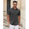 imageCOOFANDY Mens Casual Button Down Shirt Untucked Short Sleeve Strech Wrinkle Free Dress ShirtsDeep Grey