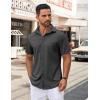 imageCOOFANDY Mens Casual Button Down Shirt Untucked Short Sleeve Strech Wrinkle Free Dress ShirtsDeep Grey