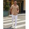 imageCOOFANDY Mens Casual Button Down Shirt Untucked Short Sleeve Strech Wrinkle Free Dress ShirtsKhaki