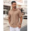 imageCOOFANDY Mens Casual Button Down Shirt Untucked Short Sleeve Strech Wrinkle Free Dress ShirtsKhaki