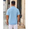imageCOOFANDY Mens Casual Button Down Shirt Untucked Short Sleeve Strech Wrinkle Free Dress ShirtsLight Blue