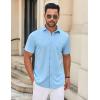 imageCOOFANDY Mens Casual Button Down Shirt Untucked Short Sleeve Strech Wrinkle Free Dress ShirtsLight Blue