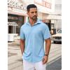 imageCOOFANDY Mens Casual Button Down Shirt Untucked Short Sleeve Strech Wrinkle Free Dress ShirtsLight Blue