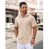 imageCOOFANDY Mens Casual Button Down Shirt Untucked Short Sleeve Strech Wrinkle Free Dress ShirtsLight Khaki