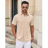 imageCOOFANDY Mens Casual Button Down Shirt Untucked Short Sleeve Strech Wrinkle Free Dress ShirtsLight Khaki