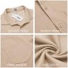 imageCOOFANDY Mens Casual Button Down Shirt Untucked Short Sleeve Strech Wrinkle Free Dress ShirtsLight Khaki