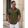 imageCOOFANDY Mens Casual Button Down Shirt Untucked Short Sleeve Strech Wrinkle Free Dress ShirtsOlive Green