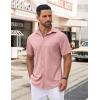 imageCOOFANDY Mens Casual Button Down Shirt Untucked Short Sleeve Strech Wrinkle Free Dress ShirtsPink