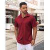 imageCOOFANDY Mens Casual Button Down Shirt Untucked Short Sleeve Strech Wrinkle Free Dress ShirtsRed