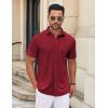 imageCOOFANDY Mens Casual Button Down Shirt Untucked Short Sleeve Strech Wrinkle Free Dress ShirtsRed