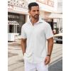 imageCOOFANDY Mens Casual Button Down Shirt Untucked Short Sleeve Strech Wrinkle Free Dress ShirtsWhite