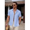 imageCOOFANDY Mens Cuban Guayabera Shirt Summer Beach Vacation Shirt Casual Short Sleeve Button Down Resort WearAngel Falls