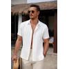 imageCOOFANDY Mens Cuban Guayabera Shirt Summer Beach Vacation Shirt Casual Short Sleeve Button Down Resort WearAwhite