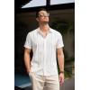 imageCOOFANDY Mens Cuban Guayabera Shirt Summer Beach Vacation Shirt Casual Short Sleeve Button Down Resort WearAwhite