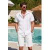 imageCOOFANDY Mens Cuban Guayabera Shirt Summer Beach Vacation Shirt Casual Short Sleeve Button Down Resort WearAwhite