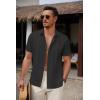 imageCOOFANDY Mens Cuban Guayabera Shirt Summer Beach Vacation Shirt Casual Short Sleeve Button Down Resort WearBlack