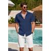 imageCOOFANDY Mens Cuban Guayabera Shirt Summer Beach Vacation Shirt Casual Short Sleeve Button Down Resort WearBlack Iris