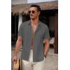 imageCOOFANDY Mens Cuban Guayabera Shirt Summer Beach Vacation Shirt Casual Short Sleeve Button Down Resort WearGranite Gray