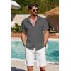 imageCOOFANDY Mens Cuban Guayabera Shirt Summer Beach Vacation Shirt Casual Short Sleeve Button Down Resort WearGranite Gray