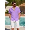 imageCOOFANDY Mens Cuban Guayabera Shirt Summer Beach Vacation Shirt Casual Short Sleeve Button Down Resort WearPurple Rose
