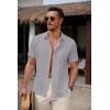 imageCOOFANDY Mens Cuban Guayabera Shirt Summer Beach Vacation Shirt Casual Short Sleeve Button Down Resort WearQuiet Gray