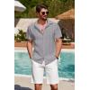 imageCOOFANDY Mens Cuban Guayabera Shirt Summer Beach Vacation Shirt Casual Short Sleeve Button Down Resort WearQuiet Gray