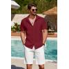 imageCOOFANDY Mens Cuban Guayabera Shirt Summer Beach Vacation Shirt Casual Short Sleeve Button Down Resort WearRed Dahlia