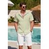 imageCOOFANDY Mens Cuban Guayabera Shirt Summer Beach Vacation Shirt Casual Short Sleeve Button Down Resort WearSea Foam