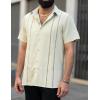 imageCOOFANDY Mens Cuban Guayabera Shirt Summer Beach Vacation Shirt Casual Short Sleeve Button Down Resort WearSea Foam
