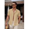 imageCOOFANDY Mens Cuban Guayabera Shirt Summer Beach Vacation Shirt Casual Short Sleeve Button Down Resort WearSesame