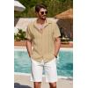 imageCOOFANDY Mens Cuban Guayabera Shirt Summer Beach Vacation Shirt Casual Short Sleeve Button Down Resort WearSesame