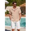 imageCOOFANDY Mens Cuban Guayabera Shirt Summer Beach Vacation Shirt Casual Short Sleeve Button Down Resort WearShortbread