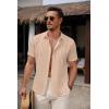 imageCOOFANDY Mens Cuban Guayabera Shirt Summer Beach Vacation Shirt Casual Short Sleeve Button Down Resort WearShortbread
