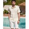 imageCOOFANDY Mens Cuban Guayabera Shirt Summer Beach Vacation Shirt Casual Short Sleeve Button Down Resort WearVanilla Ice