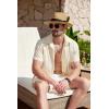imageCOOFANDY Mens Cuban Guayabera Shirt Summer Beach Vacation Shirt Casual Short Sleeve Button Down Resort WearVanilla Ice