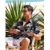 imageCOOFANDY Mens Hawaiian Shirt Short Sleeve Casual Button Down Tropical Summer Beach Aloha ShirtsBlackpineapple