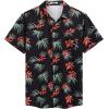 imageCOOFANDY Mens Hawaiian Shirt Short Sleeve Casual Button Down Tropical Summer Beach Aloha ShirtsBlackred Flowers