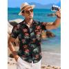 imageCOOFANDY Mens Hawaiian Shirt Short Sleeve Casual Button Down Tropical Summer Beach Aloha ShirtsBlackred Flowers