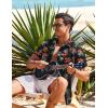 imageCOOFANDY Mens Hawaiian Shirt Short Sleeve Casual Button Down Tropical Summer Beach Aloha ShirtsBlackred Flowers