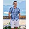 imageCOOFANDY Mens Hawaiian Shirt Short Sleeve Casual Button Down Tropical Summer Beach Aloha ShirtsBlueplam Leaves