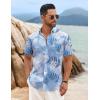 imageCOOFANDY Mens Hawaiian Shirt Short Sleeve Casual Button Down Tropical Summer Beach Aloha ShirtsBluewhite Leaves