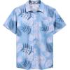 imageCOOFANDY Mens Hawaiian Shirt Short Sleeve Casual Button Down Tropical Summer Beach Aloha ShirtsBluewhite Leaves