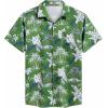 imageCOOFANDY Mens Hawaiian Shirt Short Sleeve Casual Button Down Tropical Summer Beach Aloha ShirtsGreenwhite Flowers