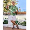 imageCOOFANDY Mens Hawaiian Shirt Short Sleeve Casual Button Down Tropical Summer Beach Aloha ShirtsGreenwhite Flowers